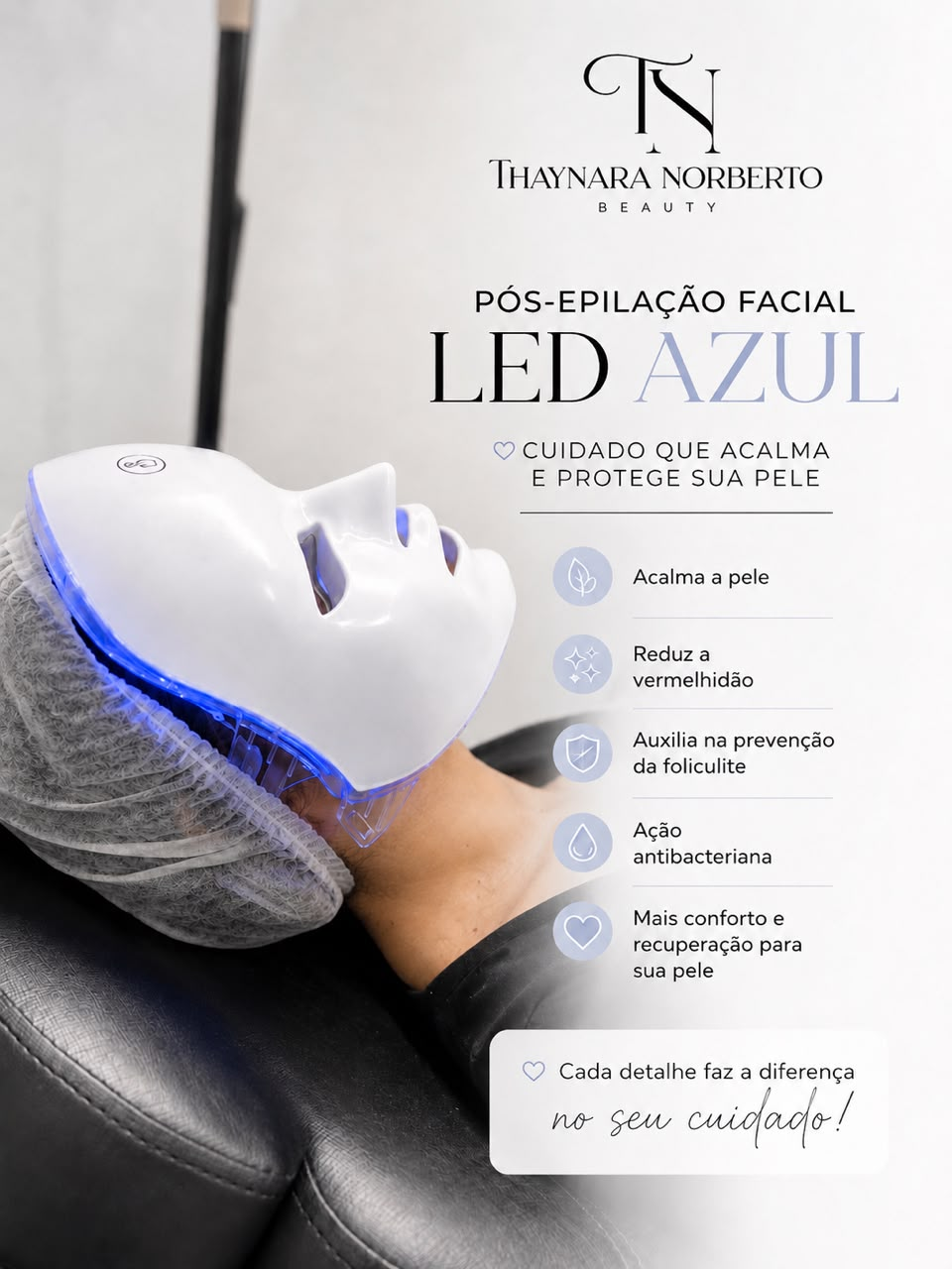 Pós-epilação facial com LED azul
